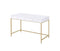 Desks Student Desk - 20" X 47" X 31" White High Gloss Gold Metal Wood Desk HomeRoots