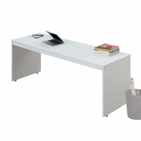 Desks Student Desk - 24" X 78" X 30" White Orange Wood Casters Veneer (LVL) Desk HomeRoots