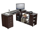 Desks Vanity Desk - 29.5" Espresso Melamine and Engineered Wood L-Shaped Computer Desk HomeRoots