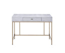 Desks Vanity Desk - 43" X 19" X 32" Champagne And Silver Metal Tube Desk HomeRoots