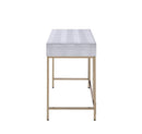 Desks Vanity Desk - 43" X 19" X 32" Champagne And Silver Metal Tube Desk HomeRoots