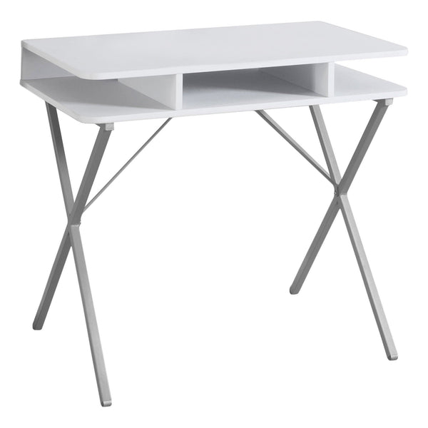 Desks White Desk - 19'.75" x 31'.5" x 29'.75" White, Silver, Metal - Computer Desk HomeRoots