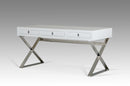 Desks White Desk - 21" White Crocodile MDF and Steel Desk HomeRoots