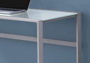 Desks White Desk - 22" x 48" x 30" Silver, White, Tempered Glass, Metal - Computer Desk HomeRoots