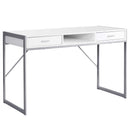 Desks White Desk - 22" x 48" x 30" White, Silver, Metal - Computer Desk HomeRoots