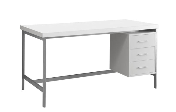 Desks White Desk - 30" x 60" x 31" White, Silver, Particle Board, Hollow-Core, Metal - Computer Desk With A Hollow Core HomeRoots