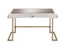 Desks White Desk - 44" X 19" X 30" White And Champagne Desk HomeRoots