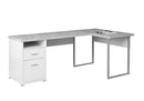 Desks White Desk - 47" x 78" x 30" White, Grey, Silver, Particle Board, Hollow-Core, Metal - Computer Desk HomeRoots