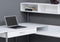 Desks White Desk - 59" x 59" x 47'.25" White, Silver, Metal - Corner Computer Desk HomeRoots