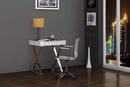 Desks White Desk - Desk Small, High Gloss White, One Drawer, Stainless Steel Base HomeRoots