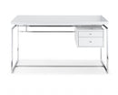 Desks White Desk - Desk Top & Drawer In High Gloss White With Stainless Steel Base HomeRoots