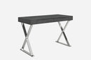 Desks Wooden Desk - 47" X 22" X 29" Grey Stainless Steel Desk HomeRoots