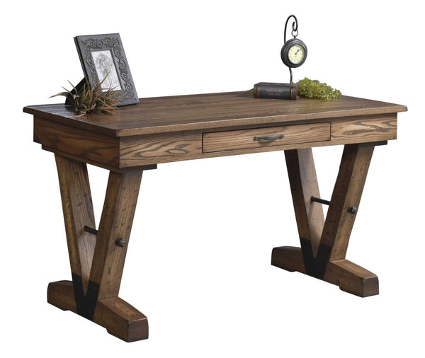 Desks Wooden Desk - 54" x 28" x 30.5" Wooden Rock Tavern Stain Writers Desk HomeRoots