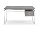 Desks Writing Desk - Desk Top & Drawer In Gray Oak Veneer With Stainless Steel Base HomeRoots