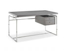 Desks Writing Desk - Desk Top & Drawer In Gray Oak Veneer With Stainless Steel Base HomeRoots