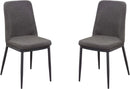 Dining Chairs Polyester Upholstered Metal Dining Side Chairs with Curved Back, Gray, Pack of Two Benzara