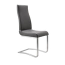 Dining Chairs Stainless Steel Chair with Faux Leather Upholstery, Set of Two, Gray and Silver Benzara