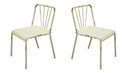 Dining Chairs Vintage Style Metal Dining Chairs with Slat Style Back, Antique White, Pack of Two Benzara