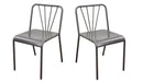Dining Chairs Vintage Style Metal Dining Chairs with Slat Style Back, Gray, Pack of Two Benzara