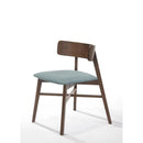 Dining Furniture Rubberwood Dining Chair with Fabric Upholstered Seat, Blue and Brown, Set of Two Benzara