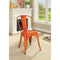 Dining Furniture Set of Two Metal Dining Side Chairs, Glossy Orange Benzara
