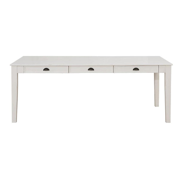 Transitional Style Wooden Dining Table with 6 Drawers, White