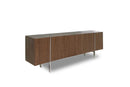 Dining Sets Dining Room Buffet - 95" X 17" X 30" Walnut Stainless Steel Buffet HomeRoots