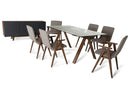 Dining Sets Dining Room Sets - 30" Walnut Wood, Veneer, MDF, and Glass Dining Set HomeRoots