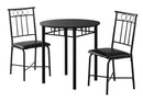 Dining Sets Dining Room Sets - 35" Black Leather Look Foam and Metal Three Pieces Dining Set HomeRoots