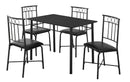 Dining Sets Dining Room Sets - 61'.5" x 73'.5" x 101" Black, Metal, Foam, Polyurethane, Leather-Look, Polyes - 5pcs Dining Set HomeRoots