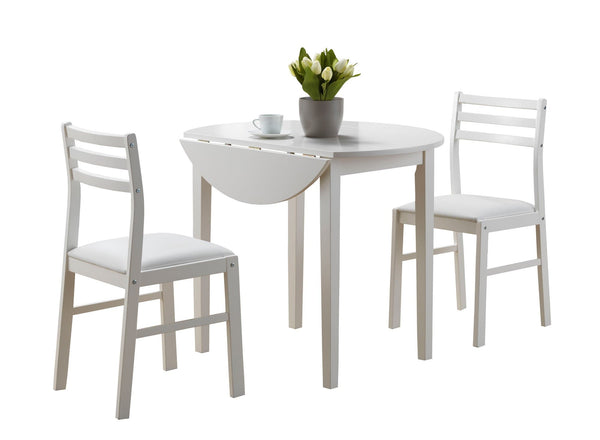 Dining Sets Dining Room Sets - 68" x 66'.5" x 95" White, Foam, Solid Wood, Leather-Look - 3pcs Dining Set HomeRoots