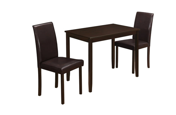 Dining Sets Dining Room Sets - 68" x 75" x 102" Cappuccino, Solid Wood, Foam, Veneer, Leather-Look - 3pcs Dining Set HomeRoots