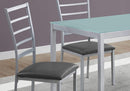 Dining Sets Dining Room Sets - 72" x 82'.5" x 105" Silver, Grey, Metal, Foam, Tempered Glass, Leather-Look - 5pcs Dining Set HomeRoots