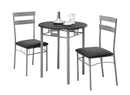 Dining Sets Modern Dining Room Sets - 36" Black Microfiber, Foam, MDF, and Silver Metal Three Pieces Dining Set HomeRoots