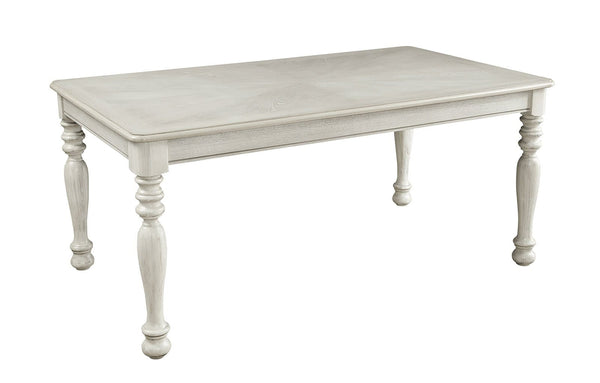 Dining Tables Rectangular Shaped Wooden Dining Table with Turned Legs, White Benzara