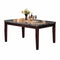 Wooden Dining Table With Marble Top, Dark Walnut Brown