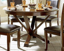 Wooden Round Dining Table with Curved legs, Cherry Brown