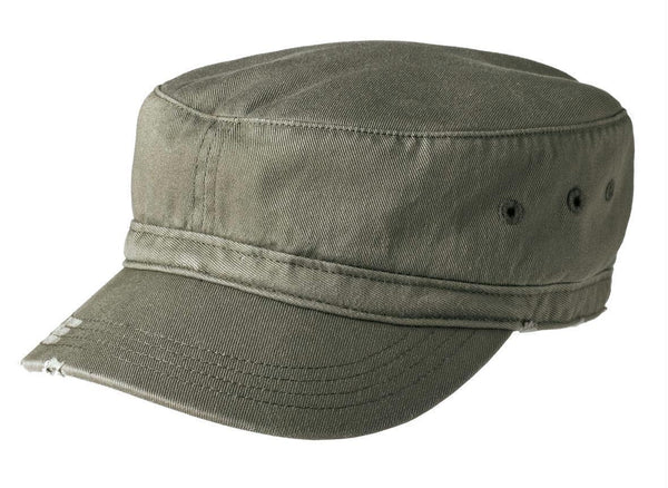 District - Distressed Military Hat. DT605-Caps-Olive-OSFA-JadeMoghul Inc.