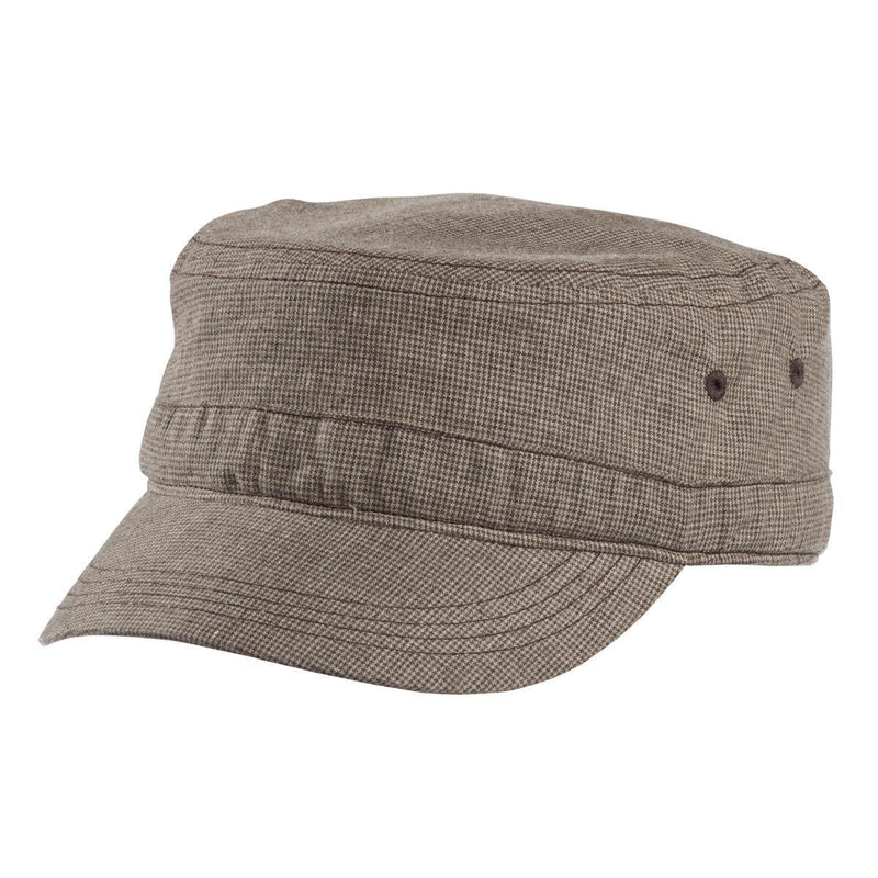 District Houndstooth Military Hat DT619-Caps-Brown/Tan-OSFA-JadeMoghul Inc.