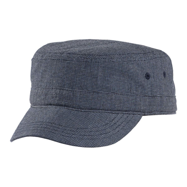 District - Houndstooth Military Hat DT619-Caps-New Navy/Blue-OSFA-JadeMoghul Inc.