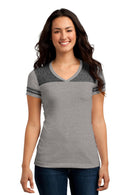 District Juniors Varsity V-Neck Tee. DT264-T-shirts-Heathered Nickel/ Black-4XL-JadeMoghul Inc.