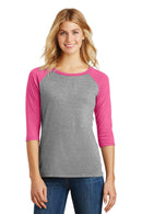 District Made Ladies Perfect Tri 3/4-Sleeve Raglan. DM136L-T-shirts-Fuchsia Frost/ Grey Frost-4XL-JadeMoghul Inc.