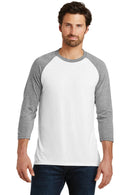 District Made Men's Perfect Tri 3/4-Sleeve Raglan. DM136-T-shirts-Grey Frost/ White-4XL-JadeMoghul Inc.