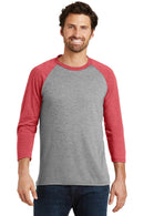 District Made Men's Perfect Tri 3/4-Sleeve Raglan. DM136-T-shirts-Red Frost/ Grey Frost-4XL-JadeMoghul Inc.