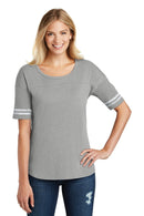 District Women's Scorecard Tee. DT487-T-Shirts-Heathered Nickel/ White-XS-JadeMoghul Inc.