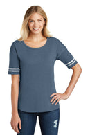 District Women's Scorecard Tee. DT487-T-Shirts-Heathered True Navy/ White-XS-JadeMoghul Inc.