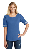 District Women's Scorecard Tee. DT487-T-Shirts-Heathered True Royal/ White-XS-JadeMoghul Inc.
