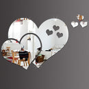DIY Circles Wall Mirror Stickers Vinyl Art Mural Wall Sticker Room Decoration Sofa TV Background Home Wall Decor Dropshipping-Silver Heart-JadeMoghul Inc.