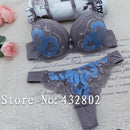 DKERT ABC 75 80 85 90 95 Thong Bra Set Push Up Lace Women Underwear Panty Set Set Hollow Out G String Embroidered Bra Brief Sets-Grey 1-A-34-JadeMoghul Inc.