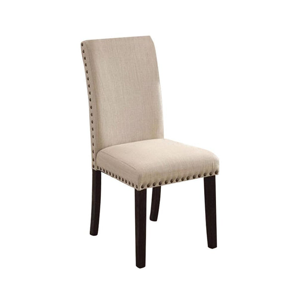 Dodson I Transitional Side Chair, Black and Ivory, Set Of 2-Armchairs and Accent Chairs-Black, Ivory-Wood Linen-JadeMoghul Inc.